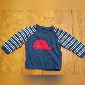 Striped Navy and Red Whale Kids Sweater